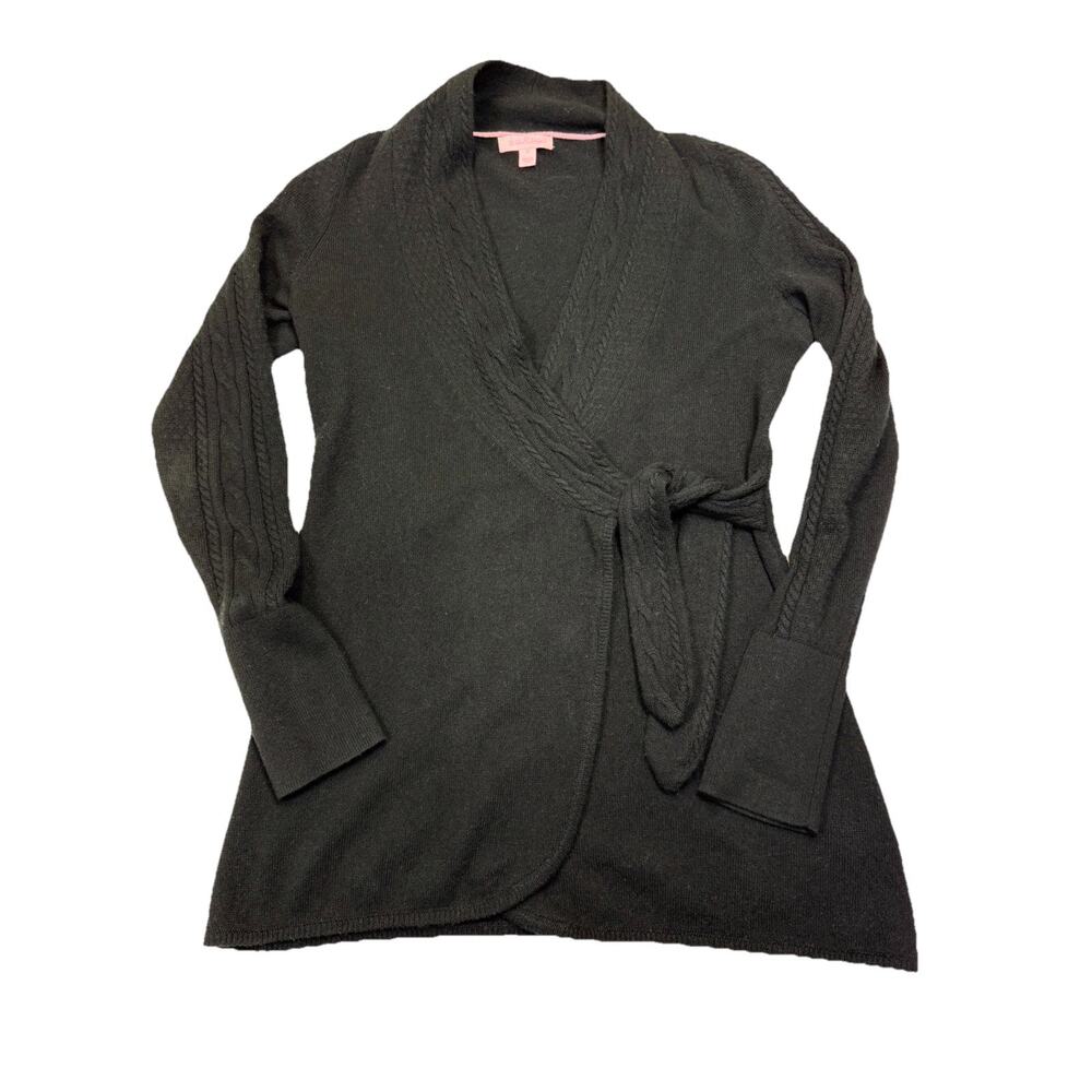 Lilly Pulitzer Cashmere Tie Waist Wrap Cardigan Women’s Sz S Cable Knit